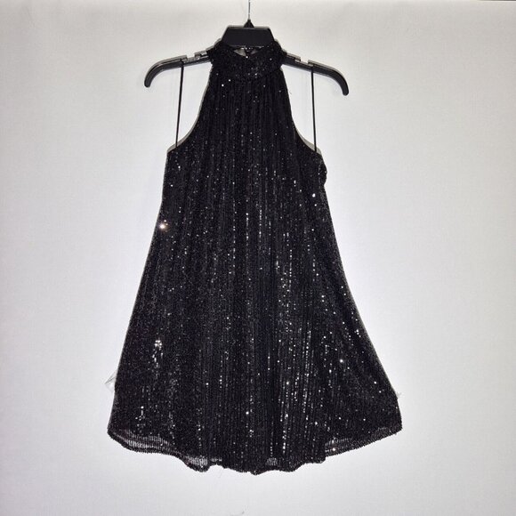 Badgley Mischka Black Sequin Mini Dress - Picture 5 of 10